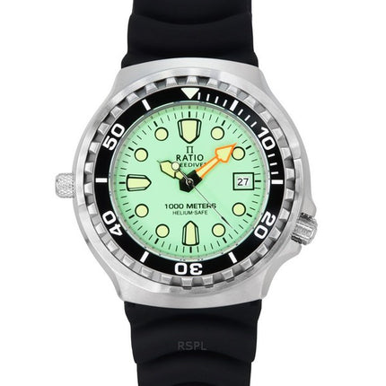 Ratio FreeDiver Version 02 Helium Safe 1000M Sapphire Quartz Mint Green Dial 1038EF102V-GRN-V02 Men's Watch