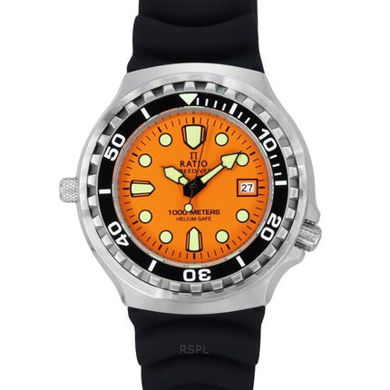 Ratio FreeDiver Version 02 Helium Safe 1000M Sapphire Quartz Orange Dial 1038EF102V-ORG-V02 Men's Watch