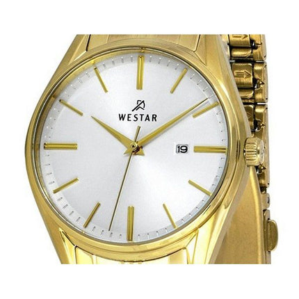 Westar Profile Gold Tone Stainless Steel White Dial Quartz 40210GPN107 Women's Watch