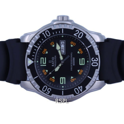 Ratio FreeDiver Black Dial PU Strap Quartz 48HA90-19-BLK 500M Men's Watch