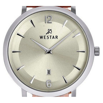 Westar Profile Leather Strap Light Champagne Dial Quartz 50219STN122 Men's Watch