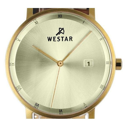 Westar Profile Black Leather Strap Light Champagne Dial Quartz 50221GPN102 Men's Watch