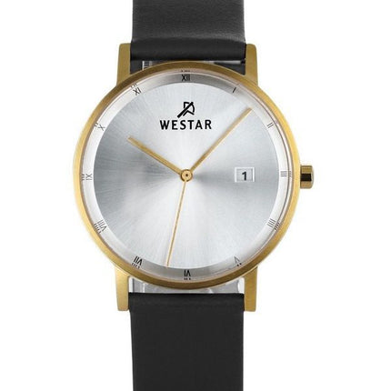 Westar Profile Black Leather Strap Silver Dial Quartz 50221GPN107 Men's Watch
