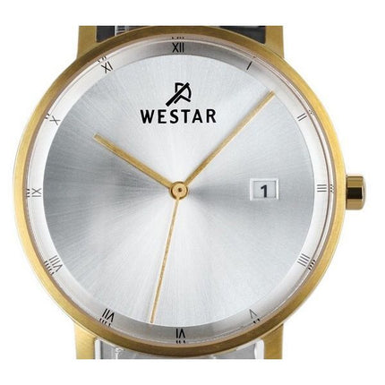 Westar Profile Black Leather Strap Silver Dial Quartz 50221GPN107 Men's Watch