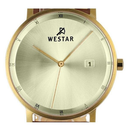 Westar Profile Leather Strap Light Champagne Dial Quartz 50221GPN122 Men's Watch