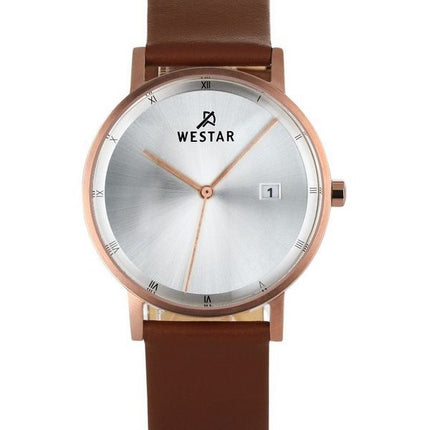 Westar Profile Brown Leather Strap Silver Dial Quartz 50221PPN627 Men's Watch