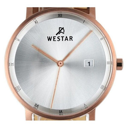 Westar Profile Brown Leather Strap Silver Dial Quartz 50221PPN627 Men's Watch