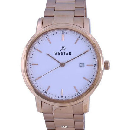 Westar White Dial Rose Gold Tone Stainless Steel Quartz 50243PPN601 Men's Watch