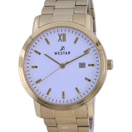 Westar White Dial Gold Tone Stainless Steel Quartz 50245 GPN 101 Men's Watch