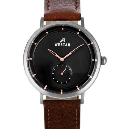 Westar Profile Leather Strap Black Dial Quartz 50246STN623 Men's Watch