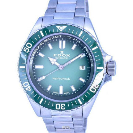 Edox SkyDiver Divers Stainless Steel Green Dial Automatic 801203VMVDN1 80120  3VM VDN1 1000M Men's Watch