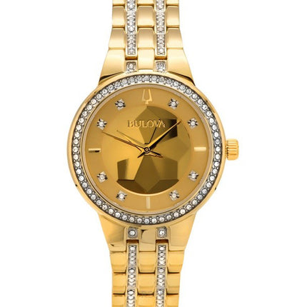 Bulova Classic Crystal Phantom Gold Tone Stainless Steel Champagne Dial Quartz 97L176 Women's Watch