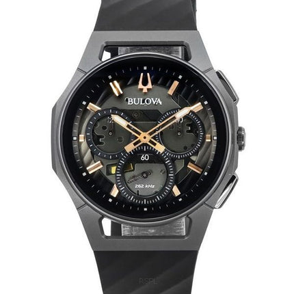 Bulova Curv Chronograph Rubber Strap Grey Dial Quartz 98A162 Men's Watch