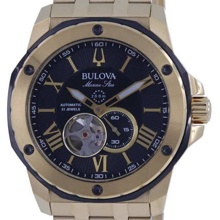 Bulova Marine Star Open Heart Black Dial Automatic Divers 98A273 200M Men's Watch