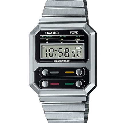 Casio Vintage Digital Stainless Steel A100WE-1A A100WE-1 Men's Watch