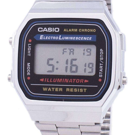 Casio Digital Alarm Chrono Stainless Steel A168WA-1WDF A168WA-1W Unisex Watch