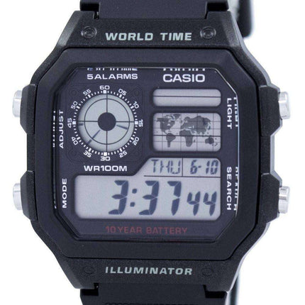 Casio Youth Illuminator World Time Alarm AE-1200WH-1AV AE1200WH-1AV Men's Watch