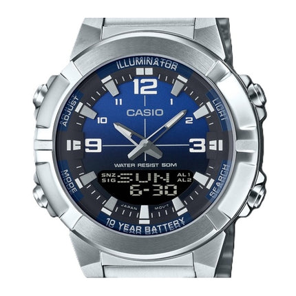 Casio Analog Digital Combination Stainless Steel Blue Dial Quartz AMW-870DA-2A1V Men's Watch