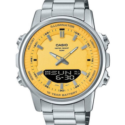 Casio Analog Digital Combination Stainless Steel Yellow Dial Quartz AMW-880D-9AV Men's Watch