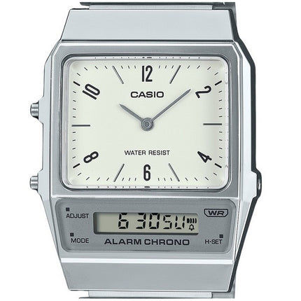 Casio Vintage Analog Digital Dual Time Stainless Steel Bracelet White Dial Quartz AQ-800E-7A2 Unisex Watch