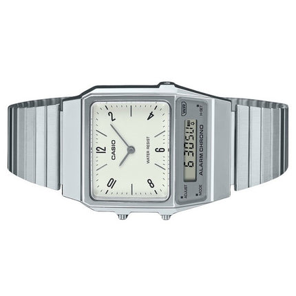 Casio Vintage Analog Digital Dual Time Stainless Steel Bracelet White Dial Quartz AQ-800E-7A2 Unisex Watch