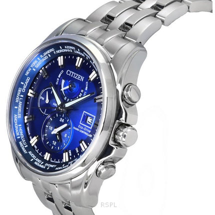 Citizen Eco-Drive Perpetual Calendar GMT Chronograph Stainless Steel Blue Dial Diver's AT9120-89L 200M Men's Watch
