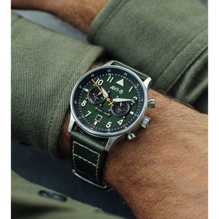 AVI-8 Hawker Hurricane Carey Dual Time Merville Green Dial Quartz AV-4088-02 Men's Watch