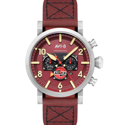 AVI-8 Dambuster Gibson Dual Time Chronograph Airfix Edition Hazard Red Dial AV-4107-04 Men's Watch