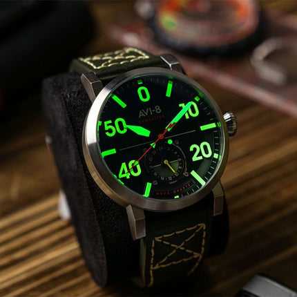 AVI-8 Dambuster Chadwick Meca-Quartz Forest Green Leather Strap Green Dial AV-4113-02 Men's Watch