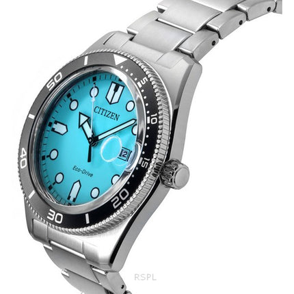 Citizen Marine Stainless Steel Turquoise Dial Eco-Drive AW1760-81W 100M Men's Watch