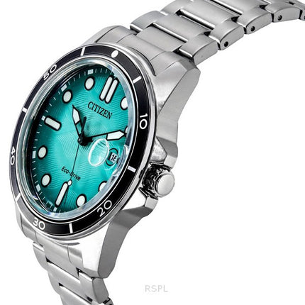 Citizen Marine Eco-Drive Stainless Steel Turquoise Dial AW1816-89L 100M Men's Watch