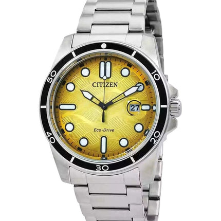 Citizen Marine Stainless Steel Yellow Dial Eco-Drive AW1816-89X 100M Men's Watch