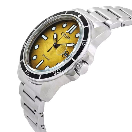 Citizen Marine Stainless Steel Yellow Dial Eco-Drive AW1816-89X 100M Men's Watch