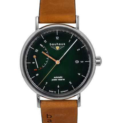 Bauhaus Classic Brown Leather Strap Dark Green Dial Automatic 21604 Men's Watch