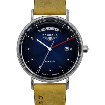 Bauhaus Classic Leather Strap Dark Blue Dial Automatic 21623 Men's Watch