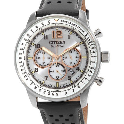 Citizen Chronograph Leather Strap Grey Dial Eco-Drive CA4500-24H 100M Men's Watch