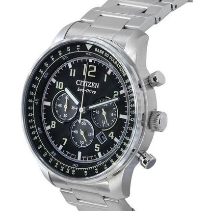 Citizen Eco-Drive Chronograph Stainless Steel Black Dial CA4500-83E 100M Men's Watch