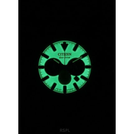 Citizen Eco-Drive Chronograph Leather Strap Full Luminous Green Dial CA4505-21X 100M Men's Watch