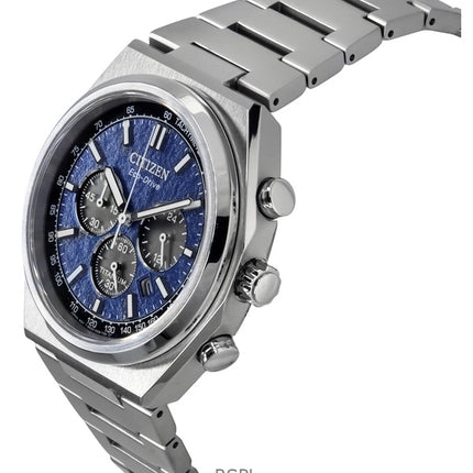 Citizen Zenshin Chronograph Super Titanium Blue Dial Eco-Drive CA4610-85L 100M Men's Watch