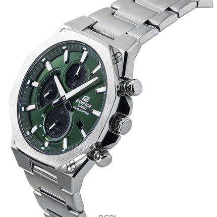 Casio Edifice Slim Line Analog Chronograph Stainless Steel Green Dial Solar EFS-S570D-3A 100M Men's Watch