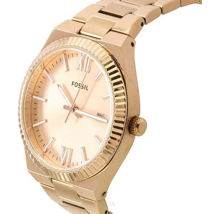 Fossil Scarlette Rose Gold Stainless Steel Rose Gold Sunray Dial Quartz ES5258 Women's Watch