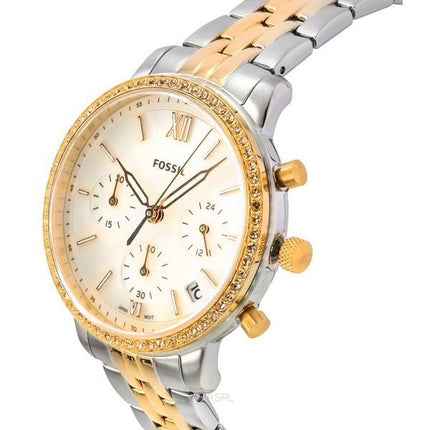 Fossil Neutra Chronograph Two Tone Stainless Steel White Mother Of Pearl Dial Quartz ES5279 Womens Watch