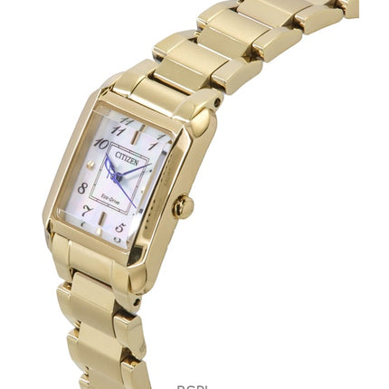 Citizen L Gold Tone Stainless Steel Mother Of Pearl Dial Eco-Drive EW5602-81D Women's Watch