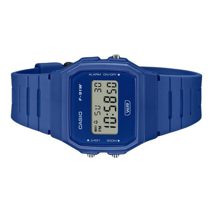 Casio POP Digital Blue Bio Based Resin Strap Quartz F-91WB-2A1 Unisex Watch