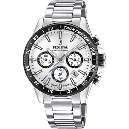 Festina Timeless Chronograph Stainless Steel Silver Dial Quartz F20560-1 100M Mens Watch