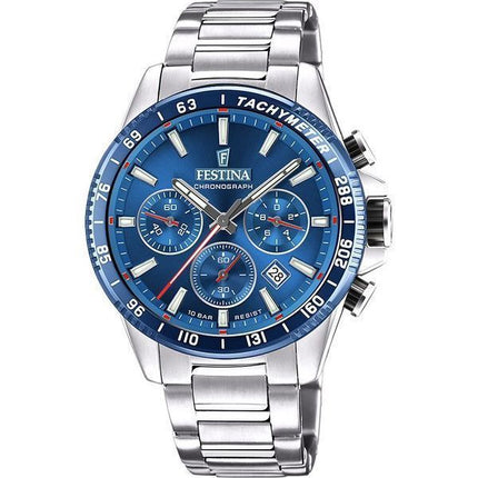 Festina Timeless Chronograph Stainless Steel Blue Dial Quartz F20560-3 100M Mens Watch