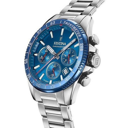 Festina Timeless Chronograph Stainless Steel Blue Dial Quartz F20560-3 100M Mens Watch