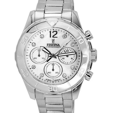 Festina Boyfriend Chronograph Silver Dial Quartz 20603-1 100M Women's Watch