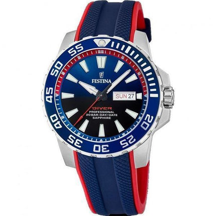 Festina Diver Rubber Strap Blue Dial Quartz F20662-1 200M Mens Watch