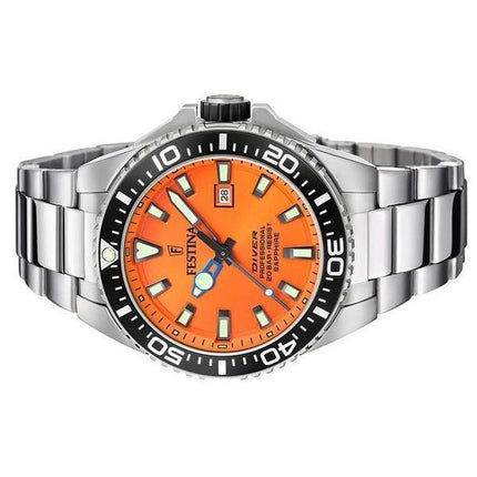 Festina Diver Stainless Steel Orange Dial Quartz F20663-4 200M Mens Watch